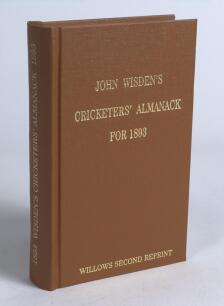 Wisden Cricketers&rsquo; Almanack 1893. Willows &lsquo;second&rsquo; softback reprint (2008) in light brown hardback covers with gilt lettering. Limited edition 89/250. Very good condition