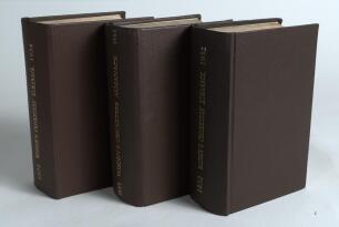 Wisden Cricketers&rsquo; Almanack 1932, 1933 and 1934. 69th, 70th & 71st editions. All three volumes bound in brown boards, with original wrappers, gilt titles to spine with the exception of the 1932 edition which is lacking its front wrapper. Some soiling and 