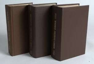 Wisden Cricketers&rsquo; Almanack 1935, 1936 and 1938. 72nd, 73rd & 75th editions. All three volumes bound in brown boards, with original wrappers, gilt titles to spine. All three editions with faults, wear and soiling to their wrappers or covers, internally in