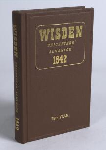 Wisden Cricketers&rsquo; Almanack 1942. Willows hardback reprint (1999) in dark brown boards with gilt lettering. Limited edition 410/500. Very good condition