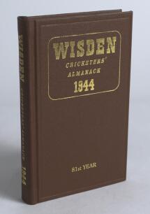 Wisden Cricketers&rsquo; Almanack 1944. Willows hardback reprint (2000) in dark brown boards with gilt lettering. Limited edition 249/500. Very good condition