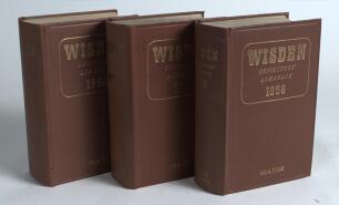 Wisden Cricketers&rsquo; Almanack 1956, 1957 and 1958. Original hardback editions. Slight dulling to the gilt titles of the 1957 edition, odd minor faults otherwise in good/very good condition. Qty 3