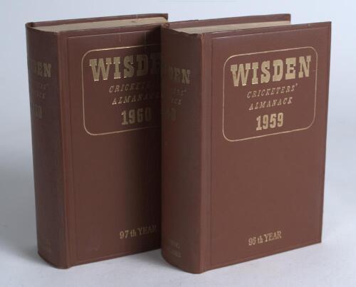 Wisden Cricketers&rsquo; Almanack 1959 and 1960. Original hardback editions. Odd minor faults otherwise in good/very good condition. Qty 2