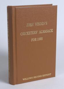Wisden Cricketers&rsquo; Almanack 1893. Willows softback second reprint (2008) in light brown hardback covers with gilt lettering. Limited edition 127/250. Very good condition