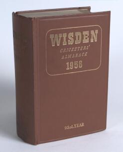 Wisden Cricketers&rsquo; Almanack 1956. Original hardback. Small amount of staining to the top of the page block edge otherwise in good/very good condition