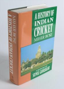 &lsquo;A History of Indian Cricket&rsquo;. Mihir Bose. London 1990. Hardback with good dustwrapper. Signed to the title and other early pages by twelve members of the 2002 touring party to England and ten others. Signatures include Venkataraghavan, Chandrasekhar, Mus