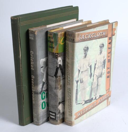 South Africa signed tour histories/ biographies 1954-1960. Three hardbacks with dustwrappers, each multi-signed. Titles are &lsquo;Caught by the Springboks&rsquo;, Jack Cheetham, Cape Town 1954, three signatures of Watkins, Melle and Keith. Old tape repairs to dustwr