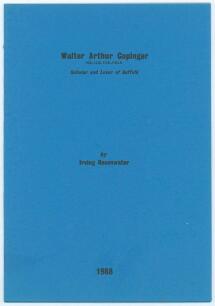 &lsquo;Walter Arthur Copinger. Scholar and Lover of Suffolk&rsquo;. Irving Rosenwater. Privately printed and reproduced from The Suffolk Review, Spring 1988. Limited edition no. 2 of twenty five copies produced. Signed by the author. Very good condition. Rare.