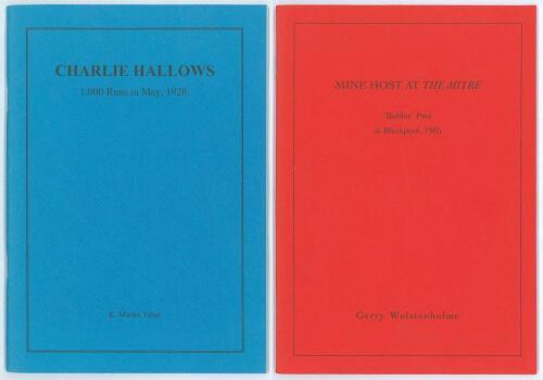 Red Rose Books. Two limited edition softback titles, each signed by the author. &lsquo;Charlie Hallows. 1,000 Runs in May 1928&rsquo;, K. Martin Tebay 2008, limited edition no. 29/125. &lsquo;Mine Host at the Mitre. Bobby Peel at Blackpool, 1905&rsquo;, Gerry Wolstenholme 2009, 