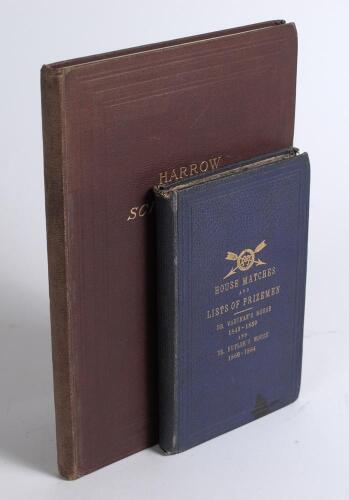 Harrow School. Two hardback titles. &lsquo;House Matches and Lists of Prizemen of Rev. Dr. Vaughan&rsquo;s House, 1845-1859; and of Dr. Butler&rsquo;s.1860-1864&rsquo;. Printed by Crossley & Clarke, Harrow 1865. Original dark blue cloth, gilt title and emblem to front. Padwick 1