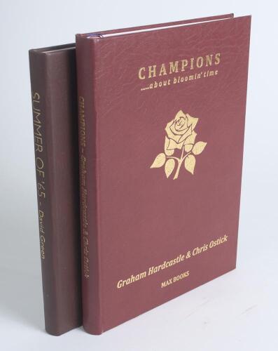 &lsquo;Champions.... about bloomin&rsquo; time&rsquo;. Graham Hardcastle & Chris Ostick. Max Books, Nantwich 2011. Full maroon leather with titles in gilt to front and spine. Includes a printed sheet tipped in to inside rear cover signed by nineteen players, management and