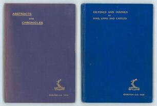 Carlton Cricket Club, Edinburgh, Scotland. Two titles, &lsquo;Abstracts and Chronicles&rsquo; 1924 (with bookplate of A.E. Winder) and &lsquo;Outings and Innings at Inns, Linns and Castles&rsquo; 1934. Both titles bound in similar blue cloth with gilt title and club emblem to fr