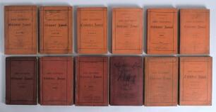 James Lillywhite&rsquo;s Cricketers Annual 1872-1900. Complete full run of the &lsquo;Red Lillywhite&rsquo; Annual edited by Charles W. Alcock. Original red/orange boards. All photographic plates present from the 1876 edition as issued. Four editions with breaking internal