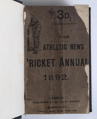 &lsquo;The Athletic News Cricket Annual&rsquo;. Complete and full run of issues for 1892 (first year of issue in book form) to 1955 (final issue). Bound together as fourteen volumes in modern matching dark blue leather with gilt titles to fronts and spines, original 