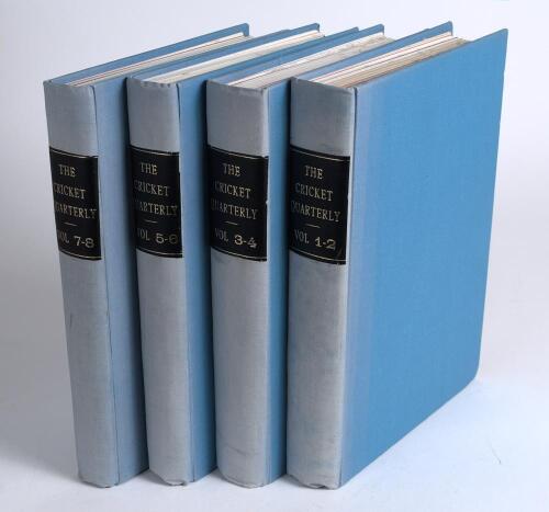&lsquo;The Cricket Quarterly. A Journal devoted to the Noble Game of Cricket&rsquo; Volumes I-VIII 1963-1970. Edited by Rowland Bowen. Complete run of the journal comprising all thirty two issues bound together as four volumes in matching pale blue cloth, title label