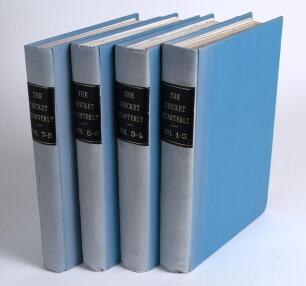 &lsquo;The Cricket Quarterly. A Journal devoted to the Noble Game of Cricket&rsquo; Volumes I-VIII 1963-1970. Edited by Rowland Bowen. Complete run of the journal comprising all thirty two issues bound together as four volumes in matching pale blue cloth, title label