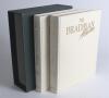 &lsquo;The Bradman Albums&rsquo;. Queen Anne Press, London 1987. First edition, Volumes I & II. Cloth covers, gilt titles to fronts and spines. Slip case. Signature of Don Bradman on label taped down to title page of Volume I. Very good condition. - 2