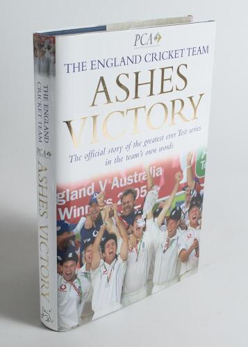 &lsquo;Ashes Victory. The official story of the greatest ever Test series in the team&rsquo;s own words&rsquo;. The England Cricket Team. London 2005. Hardback with good dustwrapper. Signed in ink to the verso of the front endpaper by the twelve members of the England team