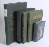 Cricket large format books, scorecards and tour guides. Three titles including two volumes of &lsquo;Cricket of To-day and Yesterday&rsquo;, Volumes I & II, Percy Cross Standing, London 1902. Original decorative green cloth covers with gilt titles and batsman illustr