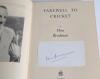 Cricket biographies/ histories. Three titles, each with the ink signature of the author/ subject laid down to the title page. Titles are &lsquo;Walter Hammond&rsquo;, Ronald Mason, London 1962. Good dustwrapper. Signature of Hammond on piece laid down. &lsquo;Farewell to C - 3