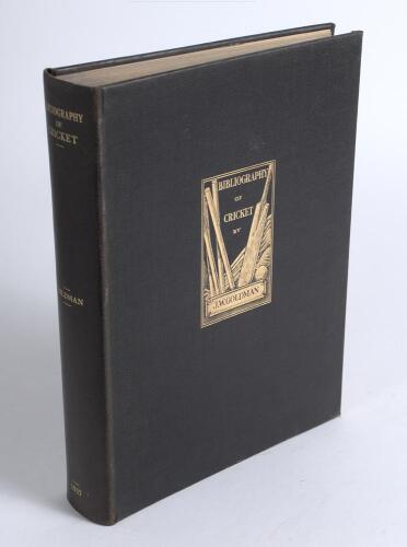 &lsquo;Bibliography of Cricket&rsquo;. J.W. Goldman. Privately printed by the author 1937. Original black cloth with gilt title illustration to front, and title in gilt to spine. Limited edition of 125 numbered copies, this being no. 95, nicely signed in ink by Goldm