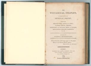 &lsquo;The Wiccamical Chaplet. A Selection of Original Poetry&rsquo;. George Huddesford. Printed for Leigh, Sotheby and Son by T. Burton, London 1804. 225pp including pp131-3, &lsquo;Cricket-Song for the Hambledon-Club, Hants, 1767&rsquo; with pencil annotation &lsquo;by Rev. M. Cotto