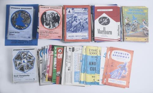 Ipswich Speedway programmes 1964-1983. A large selection of around two hundred and forty official programmes for Ipswich Witches speedway meetings of the period. Programmes are for seasons 1964 (Qty 2), 1969 (1), 1971 (13), 1972 (48), 1973 (35), 1974 (40)