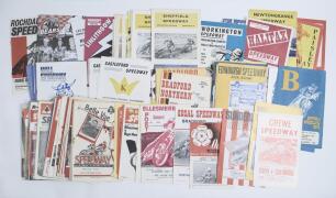 Speedway. Northern and Scottish programmes 1952-2006. A good selection of over one hundred and twenty official programmes for speedway meetings of the period. Programmes are for meetings at Belle Vue Manchester 1957-1985 (Qty 35), Halifax 1965-1983 (21), 