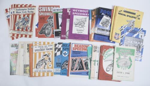 Speedway. Southern and Welsh programmes 1958-2010. A good selection of over one hundred official programmes for speedway meetings of the period. Programmes are for meetings at Poole 1962-1978 (Qty 35), Exeter 1961-1987 (26), Newport 1964-2010 (19), Bristo