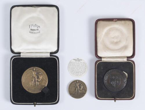 Athletics. Royal Air Force Athletic & Cross Country Association. Two excellent and impressive pre-war gold metal medals by F. Phillips of Aldershot, one dated 1938. One in original case. Sold with a further medal in case for the English Challenge Cup 1935