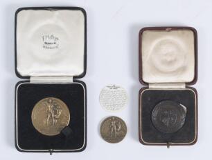 Athletics. Royal Air Force Athletic & Cross Country Association. Two excellent and impressive pre-war gold metal medals by F. Phillips of Aldershot, one dated 1938. One in original case. Sold with a further medal in case for the English Challenge Cup 1935