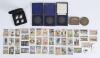 Olympic Games 1928-1996. Selection of collectors&rsquo; cards, medals, badges etc. Includes forty two German colour collectors&rsquo; cards for the 1928 Amsterdam Olympic Games. An unusual cigarette tin for the Olympic Games Berlin 1936 with &lsquo;1936&rsquo; and emblem to top 