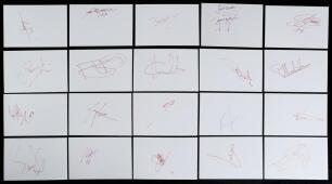 Cycling autographs 1970s-1990s. A good selection of approx. sixty signatures of international cyclists, each signed to individual white cards and colour promotional cards. Signatures include Lance Armstrong, Roberto Pistore, Laurent Jalabert, Alex Zuille,