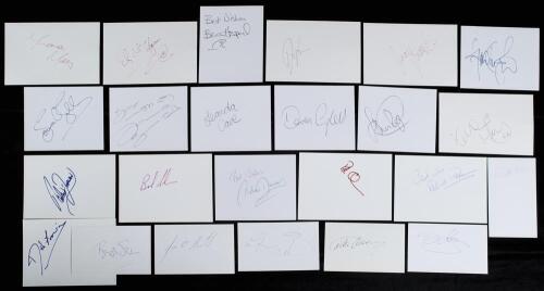 Sporting signatures 1970s-2000s. A large selection of over 160 signatures on white cards from the sporting world with good coverage of horse racing, tennis, athletics and chess. Signatures include Richard Dunwoody, Jonjo O&rsquo;Neill, Brough Scott, Pat Eddery,