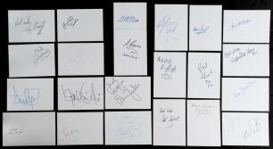 Sporting signatures 1970s-2000s. A good selection of over eighty signatures on white cards and the odd promotional card and printed image, from the sporting world with good coverage of snooker, athletics track and field, swimming, rugby, motorcycling, tab