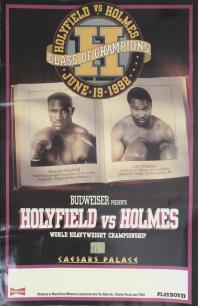 Evander Holyfield v Larry Holmes. Large official colour poster for the Heavyweight Championship contest held at Caesars Palace, 19th June 1992. 40&rdquo;x27&rdquo;. Very good condition.