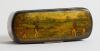 Golf snuff box. An oblong black lacquered papier mache snuff box with hinged lid, believed to be circa 1870/80&rsquo;s. The lid painted with an early golfing scene golfers with caddie&rsquo;s playing golf. - 2