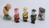 Golf ceramic figures. Three golf figures, two driving, one entitles &lsquo;Teeing Off&rsquo; Royal Doulton 1990. HN3276. the other unmarked on wooden plinth. Plus another ceramic golf scene of a golfer puzzled by a rabbit appearing out of the hole on the green, bag l - 2