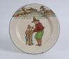 Royal Doulton Two &lsquo;Golfing series&rsquo; large dinner plates, decorated to face in colour with cavalier figures (Charles Crombie) playing golf with proverb inscriptions &lsquo;Every dog has his day, and every man his hour&rsquo; and &lsquo;Give losers leave to speak and winners 