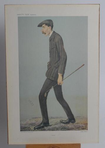 James Braid. &lsquo;Jimmy&rsquo;. Original colour chromolithograph of Braid by Spy, dated 26 June 1907. Laid down to board. 10.5&rdquo;x16&rdquo;. Good condition