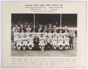 Rugby League. &lsquo;Wakefield Trinity Rugby League Football Club&rsquo; 1960. Large official mono photograph of the victorious Wakefield Trinity team who beat Hull 38-5 in the Rugby League Challenge Cup Final at Wembley, 14th May 1960. The players and officials are 