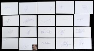 Overseas football autographs. Over ninety signatures of club and international players and managers, mainly European, each signed to individual plain white cards. Signatures include Vercauteren (Belgium), Socrates (Brazil), Stoichkov (Bulgaria), Miklosko 