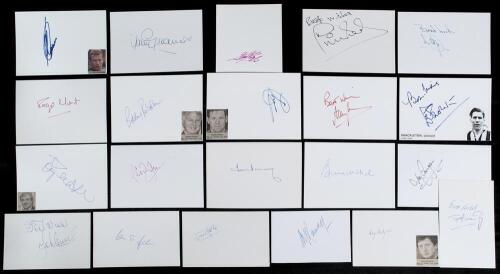 British Club and internationals&rsquo; football autographs 1950s-1990s. A comprehensive selection of over 150 signatures of players and managers who represented British clubs and country, each signed to individual white cards and the odd promotional card. Signa