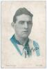 John Foster Potts. Leeds United F.C. 1926-1934. Mono, highlighted with blue, plainback player card/postcard of Potts, head and shoulders, in Leeds shirt with printed signature. Published by Rostron of New Wortley, photo by Fielding. Annotation to verso (i