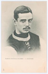 Jimmy Crabtree. Aston Villa 1895-1904. Early mono printed postcard of Crabtree, head and shoulders, in Aston Villa shirt. Title to lower border &lsquo;Famous Football Players: J. Crabtree&rsquo;. Raphael Tuck &lsquo;Football Postcard&rsquo; Series 900. Postally unused. Very good