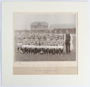 &lsquo;Celtic Football Club 1907-1908&rsquo;. Excellent original sepia photograph of the Celtic team seated and standing in rows on the pitch wearing football attire. The photograph, by Maclure, Macdonald & Co., Electric Light Photo Artists, Glasgow, measures 11.5&rdquo;x9
