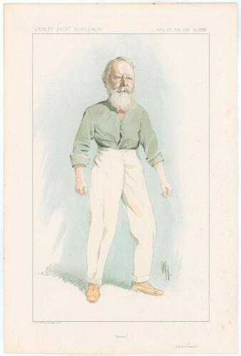 Arthur Fitzgerald Kinnaird, 11th Lord Kinnaird 1847-1923. Vanity Fair &lsquo;Men of the Day&rsquo; Supplement no. 2289. &lsquo;Soccer&rsquo; 11th September 1912. Original colour chromolithograph of Kinnaird by &lsquo;WH&rsquo;. The print, lightly mounted in modern mount, measures 10.5&rdquo;x15.7