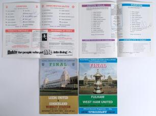Signed cup final programmes. Four signed official programmes including three F.A. Cup finals, Leeds United v Sunderland 1973 signed to the front by Norman Hunter. Fulham v West Ham United 1975 signed to the front by Trevor Brooking. Liverpool v Manchester
