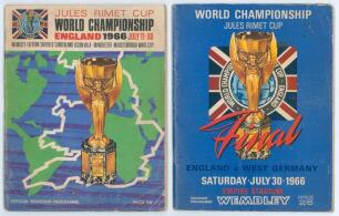 World Cup England 1966. Two official souvenir programmes, one for the tournament 11th- 30th July 1966, the other for the Final played at Wembley Stadium, England v West Germany, 30th July 1966. Both programmes with players&rsquo; names/ results annotated in ink