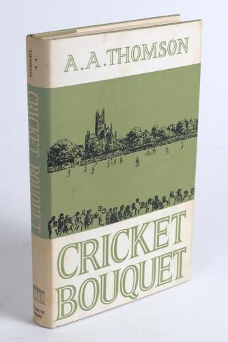 &lsquo;Cricket Bouquet. Comedy and Character in the Counties&rsquo;. A.A. Thomson. London 1961. Original hardback with excellent dustwrapper, photoplate of Jack Hobbs. Presentation copy with signed dedication in ink to front endpaper, &lsquo;To Sir Jack Hobbs with the auth
